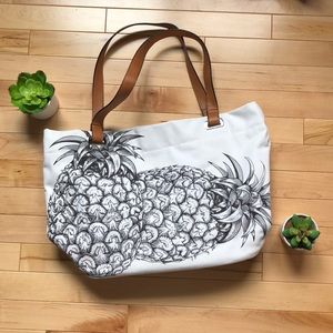 Pineapple printed canvas beach bag/ tote